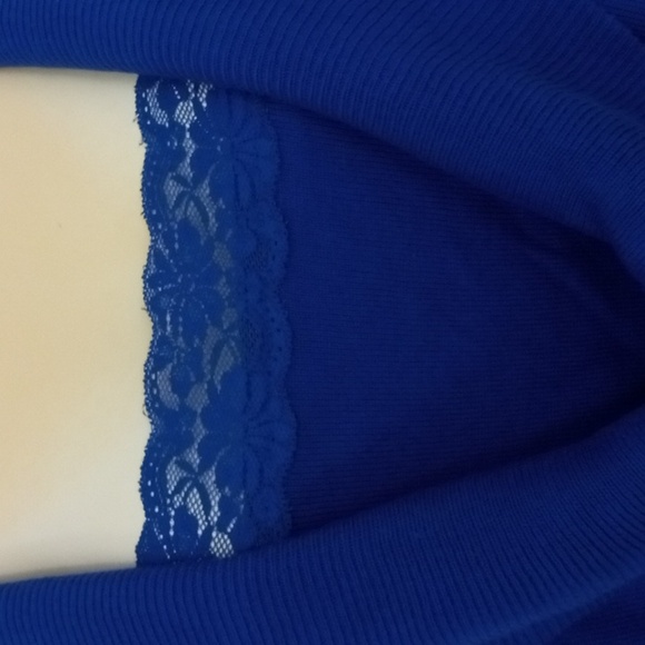 Elegant Royal Blue Lace Inset Sweater NWOT Size 30/32 - Picture 4 of 9
